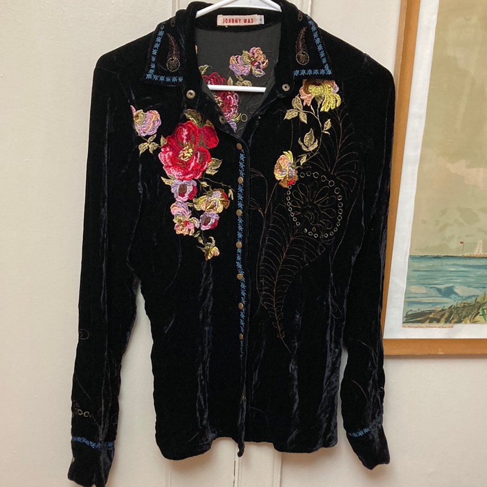 Johnny Was velvet cowboy shirt